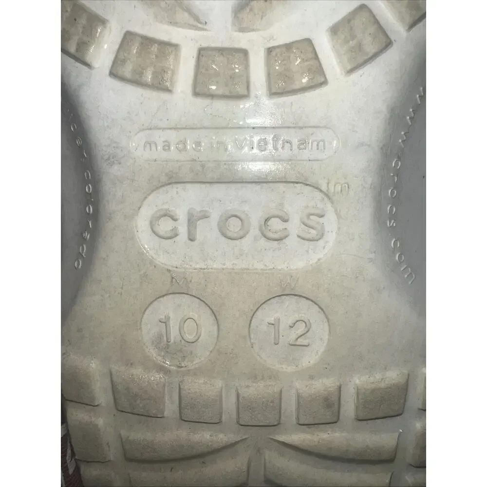 Crocs Unisex Men 10 Womens 12 White Slip On Shoes Comfort